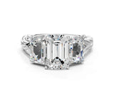 White gold Three-Stone Radiant Cut Diamond Braided Band Ring with Four-Prong Setting_138