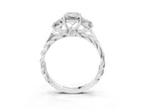 White gold Three-Stone Radiant Cut Diamond Braided Band Ring with Four-Prong Setting_141