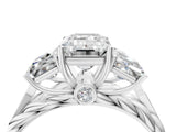 White gold Three-Stone Radiant Cut Diamond Braided Band Ring with Four-Prong Setting_145