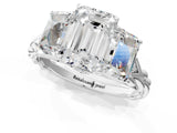 White gold Three-Stone Radiant Cut Diamond Braided Band Ring with Four-Prong Setting_145