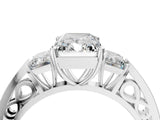 White gold Three-Stone Radiant Cut Diamond Cathedral Engagement Ring with Prong Setting_18