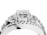 White gold Three-Stone Radiant Cut Diamond Engagement Ring with Pave Band and Prong Setting_10