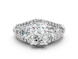White gold Three-Stone Radiant Cut Diamond Engagement Ring with Pave Band and Prong Setting_6