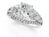 White gold Three-Stone Radiant Cut Diamond Engagement Ring with Pave Band and Prong Setting_7