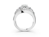 White gold Three-Stone Radiant Cut Diamond Engagement Ring with Pave Band and Prong Setting_9