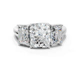 White gold Three-Stone Radiant Cut Diamond Engagement Ring with Prong Setting_7