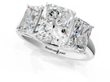 White gold Three-Stone Radiant Cut Diamond Engagement Ring with Prong Setting_8