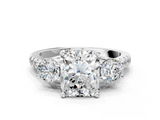 White gold Three-Stone Radiant Cut Diamond Pavé Band with Four-Prong Setting_63