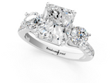 White gold Three-Stone Radiant Cut Diamond Pavé Band with Four-Prong Setting_64