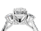 White gold Three-Stone Radiant Cut Diamond Pavé Band with Four-Prong Setting_67
