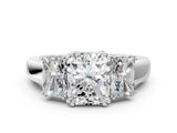 White gold Three-Stone Radiant Cut Diamond Ring with Channel Set Band and Four-Prong Setting_114