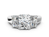 White gold Three-Stone Radiant Cut Diamond Ring with Channel Set Band and Four-Prong Setting_120