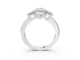 White gold Three-Stone Radiant Cut Diamond Ring with Channel Set Band and Four-Prong Setting_123