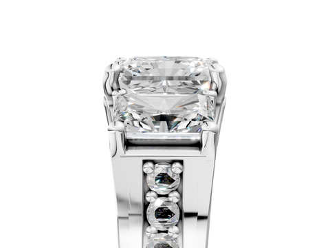 White gold Three-Stone Radiant Cut Diamond Ring with Channel-Set Band and Four-Prong Setting_49
