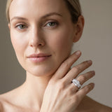 White gold Three-Stone Radiant Cut Diamond Ring with Channel Set Band and Four-Prong Setting_7