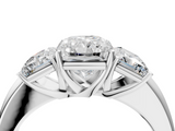White gold Three-Stone Radiant Cut Diamond Ring with Channel-Set Band and Four-Prong Setting_83