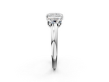 White gold Three-Stone Radiant Cut Diamond Ring with Channel-Set Band and Four-Prong Setting_86