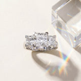 White gold Three-Stone Radiant Cut Diamond Ring with Channel Set Band and Four-Prong Setting_9