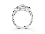 White gold Three-Stone Radiant Cut Diamond Ring with Channel-Set Band and Prong Setting_9