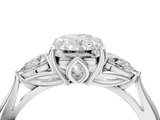 White gold Three-Stone Radiant Cut Diamond Ring with Pear Side Stones in Four-Prong Setting_197