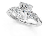 White gold Three-Stone Radiant Cut Diamond Ring with Pear  Side Stones in Four-Prong Setting_21