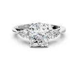 White gold Three-Stone Radiant Cut Diamond Ring with Pear  Side Stones in Four-Prong Setting_26