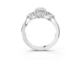 White gold Three-Stone Radiant Cut Diamond Ring with Pear  Side Stones in Four-Prong Setting_29