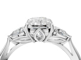 White gold Three-Stone Radiant Cut Diamond Ring with Pear  Side Stones in Four-Prong Setting_30