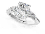 White gold Three-Stone Radiant Cut Diamond Ring with Pear  Side Stones in Four-Prong Setting_69