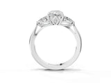 White gold Three-Stone Radiant Cut Diamond Ring with Pear  Side Stones in Four-Prong Setting_71