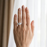 White gold Three-Stone Radiant Cut Diamond Ring with Prong Setting and Classic Band_6