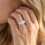 White gold Three-Stone Radiant Cut Diamond Ring with Prong Setting and Classic Band_8