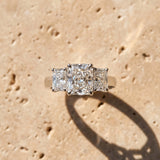 White gold Three-Stone Radiant Cut Diamond Ring with Prong Setting and Classic Band_9