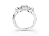 White gold Three-Stone Radiant Cut Diamond Ring with Round Side Stones, Classic Band, and Four-Prong Setting_10