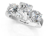 White gold Three-Stone Radiant Cut Diamond Ring with Round Side Stones, Classic Band, and Four-Prong Setting_8