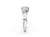 White gold Three-Stone Radiant Cut Diamond Ring with Round Side Stones, Classic Band, and Four-Prong Setting_9