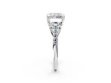 White gold Three-Stone Radiant Cut Diamond Ring with Round with Moissanite side stone Pavé Band and Prong Setting_14