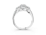 White gold Three-Stone Radiant Cut Diamond Ring with Round with Moissanite side stone Pavé Band and Prong Setting_15
