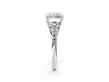 White gold Three-Stone Radiant Cut Diamond Ring with Round with Moissanite side stone Pavé Band and Prong Setting_25