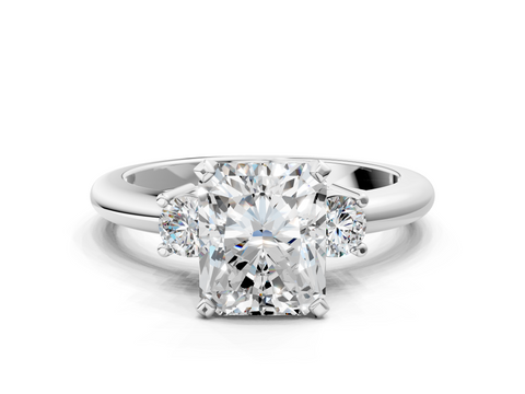 White gold Three-Stone Radiant Cut Diamond Solitaire with Prong Setting and Classic Band_62