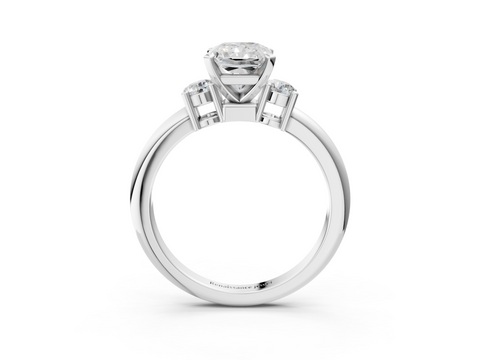 White gold Three-Stone Radiant Cut Diamond Solitaire with Prong Setting and Classic Band_65
