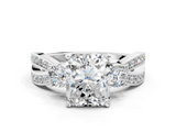 White gold Three-Stone Radiant Cut Diamond Twist Band with Prong Setting_70