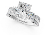 White gold Three-Stone Radiant Cut Diamond Twist Band with Prong Setting_71