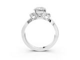White gold Three-Stone Radiant Cut Diamond Twist Band with Prong Setting_73