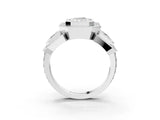 White gold Three-Stone Radiant Cut Halo Pavé Diamond Ring_10