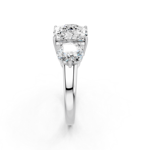 White gold Three-Stone Radiant Cut Solitaire Ring with Prong Setting on a Classic Band_21