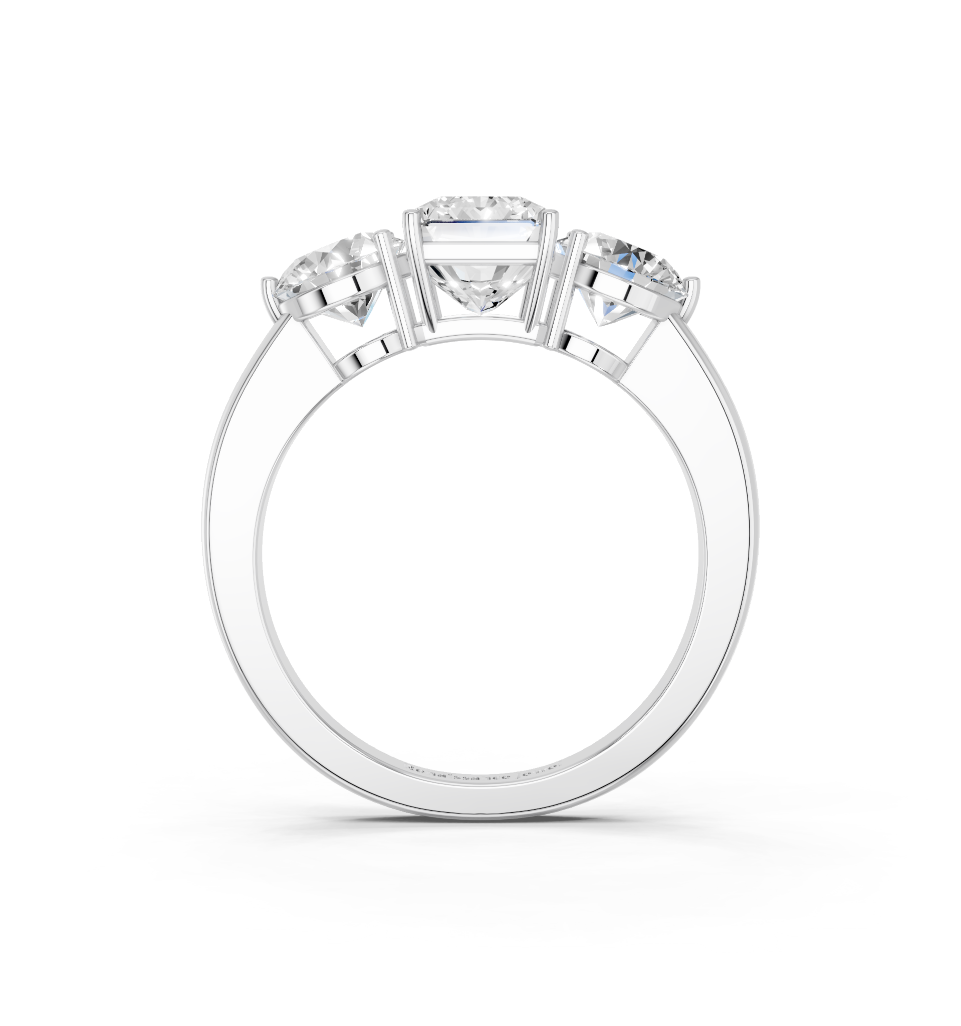 White gold Three-Stone Radiant Cut Solitaire Ring with Prong Setting on a Classic Band_22