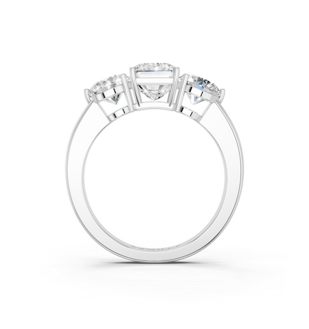 White gold Three-Stone Radiant Cut Solitaire Ring with Prong Setting on a Classic Band_22