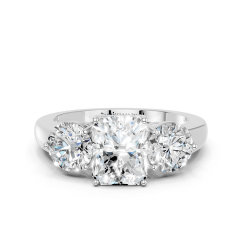 White gold Three-Stone Radiant Cut Solitaire Ring with Prong Setting on a Classic Band_28
