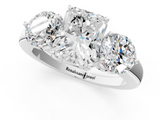 White gold Three-Stone Radiant Cut Solitaire Ring with Prong Setting on a Classic Band_96